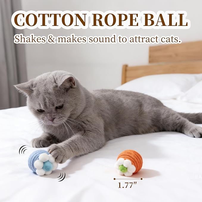 Cat Toys for Indoor Cats, a Set of 32 Interactive cat Toys, Including Colorful Springs, Squeaky Balls, Rainbow Balls, Feather Bouncy Balls, Bell Balls, and Many Other Kitten Toys.