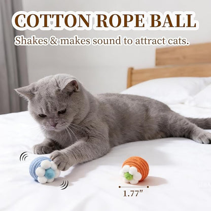 Cat Toys for Indoor Cats, a Set of 32 Interactive cat Toys, Including Colorful Springs, Squeaky Balls, Rainbow Balls, Feather Bouncy Balls, Bell Balls, and Many Other Kitten Toys.