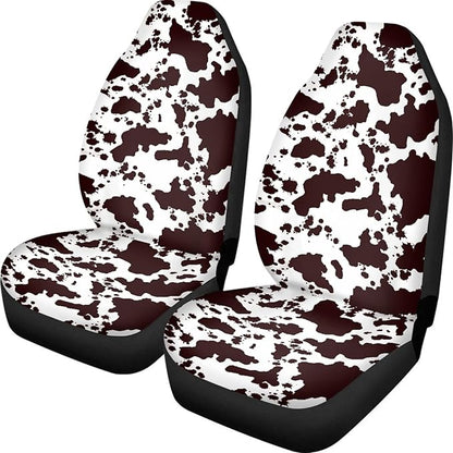 Brown Cow Print Auto Car Seat Cover Front Seats Only,Universal Fit for Most Cars,SUVs,Sedan,Truck,or Van,2PCs Set
