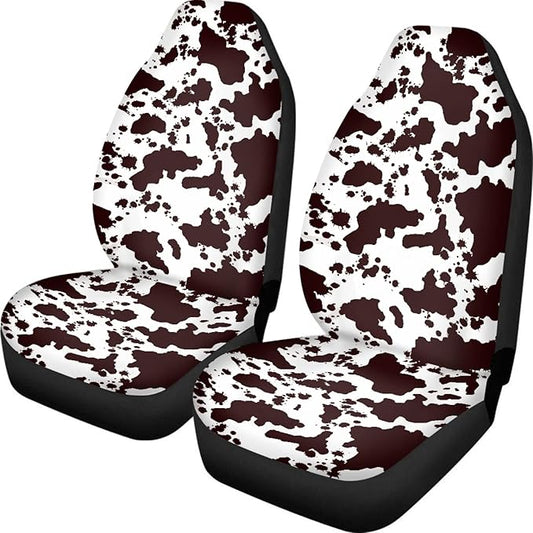 Brown Cow Print Auto Car Seat Cover Front Seats Only,Universal Fit for Most Cars,SUVs,Sedan,Truck,or Van,2PCs Set