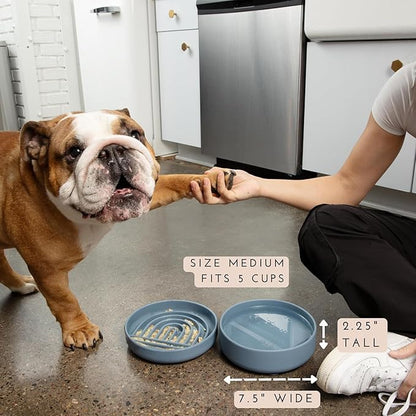 Should We Go? Dog Water Bowl - The Perfect Dish No-Spill, Less Mess Non-Tippable Water & Food Bowl, Pure Silicone with Suction Cup Fits 5 Cups 7.5" Across x 2.25" Tall Ideal for All Pets, Medium-Blush
