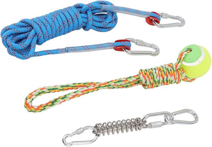 Tether Tug Outdoor Dog Toy, 16. 4ft Dog Outdoor Bungee Hanging Toy Tree Dog Toy Dog Toys Rope Dog Rope Toy with Spring Rod for Medium Large Dogs