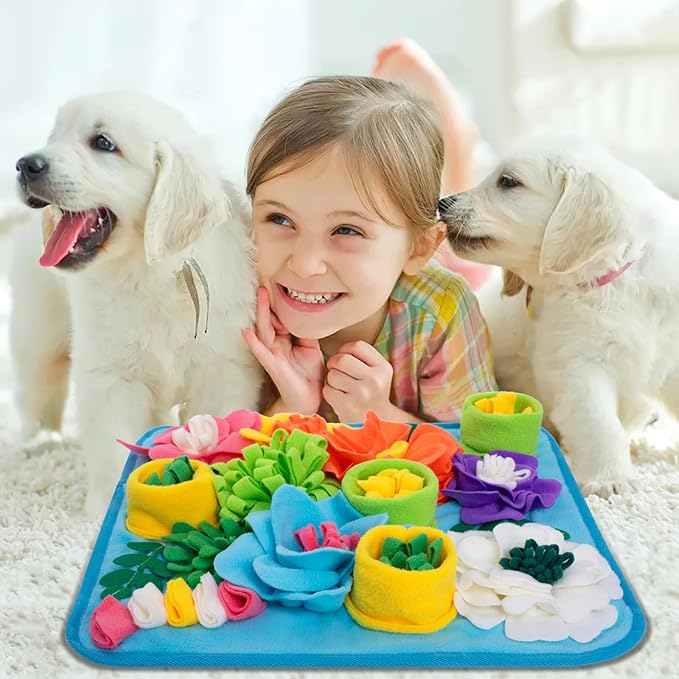 Snuffle Mat for Dogs, Sniff Mat Slow Feeding Mat for Small Pets Cats, Rabbits - Help Stress Relief and Training - Stimulate Your Pet's Foraging Skills! (Sky Blue)