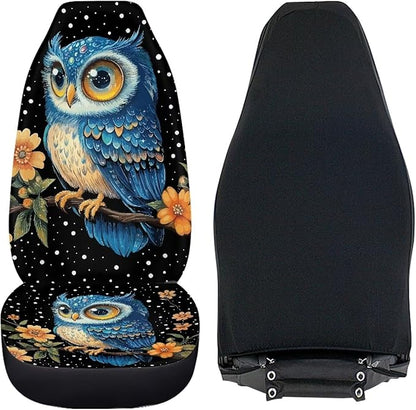 Car Seat Covers for Women Men, Owl Floral Print Car Seat Protector Car Accessories Front Seat Covers Set of 2 Auto Interior Decor for Most Cars,Sedan,Truck Van
