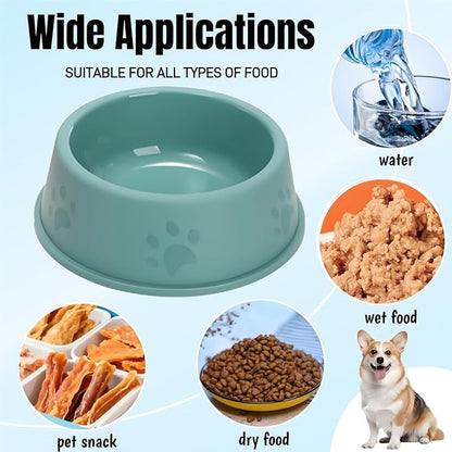 24 Pack Plastic Dog Bowl, 10 Oz Reusable Pet Food and Water Bowl with Cute Dog Paw Print, Stackable Puppy Cat Feeding Bowls Food Dishes for Dog Cat Party Supplies, 4 Color