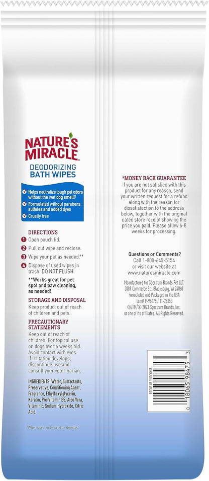 Nature's Miracle Deodorizing Bath Wipes Sunkissed Breeze Scent, 100 ct