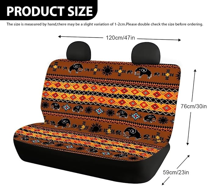 AFPANQZ Elephant Stripes Full Wrap Car Seat Covers Rear Bench Protection Cushion Backseat Mats Against Dirt & Pet Fur Dust-Proof Universal Car Accessories Decoration Set