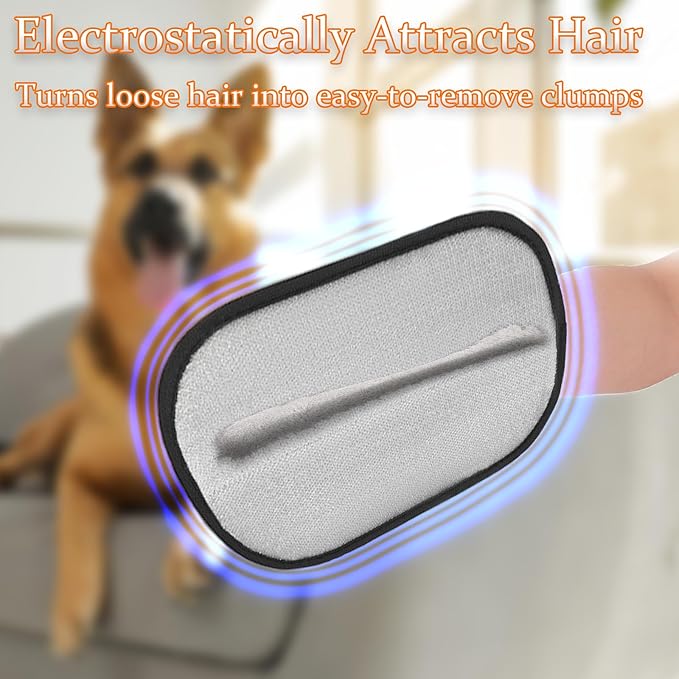 Pet Hair Removal Glove for Dogs and Cats, 3PCS Upgrade Reusable Electrostatic Gloves for Deshedding, Washable Cat Grooming Brush Five-Finger Magic Gloves for Clothing Carpet Sofa Car Seat