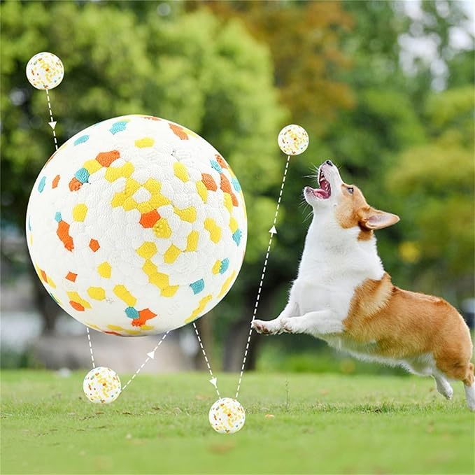 Indestructible Dog Ball, Durable Dog Balls for Aggressive Chewers, 2.4" Durable Teething Chew Toys, Interactive Fetch Ball for Medium/Small Dogs