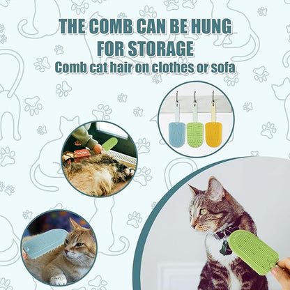 3pcs Cat Tongue Combs, 2024 New Cat Grooming Brushes with 1 Spray Bottle Cat Shedding Brush for Long Haired Cats Ice Cream Cat Fur Remover Comb for Easily Removes Fur Reducing Hairballs