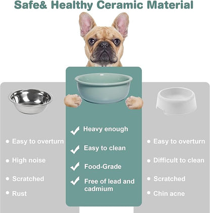 Single Replacement Bowl for 6.3'' High Elevated Dog Bowls, Non-Slip Pet Feeding Dishes for Small Medium Dogs and Cats, Durable Porcelain Dog Food and Water Bowls(28oz, Light Green)