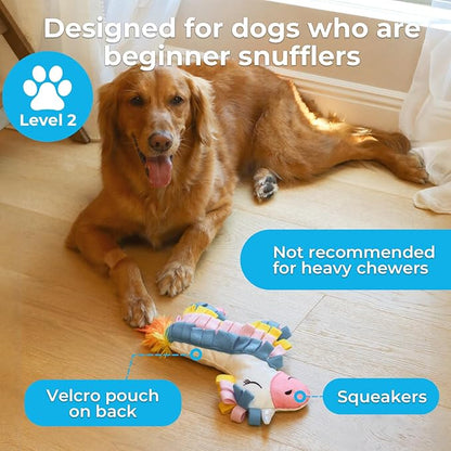 Dog Toys Plush with Squeaky & Treat Hiding Features - Mental Stimulation Enrichment Toy for Large Breed Dogs - Machine Washable Slow Feeder to Keep Dogs Busy，Fiesta Piñata