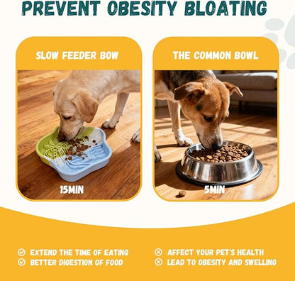 WUGO Slow Feeder Dog Bowls with Suction Cups for Dog Cat Dishwasher Microwave Puppy Puzzle Bowl