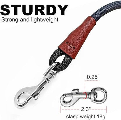Small Dog Leash, 1/4" by 6/8/10 FT Lightweight Strong Nylon Rope Leash, Bright Classic Lead for Small Pets/Puppy (6ft, Black)