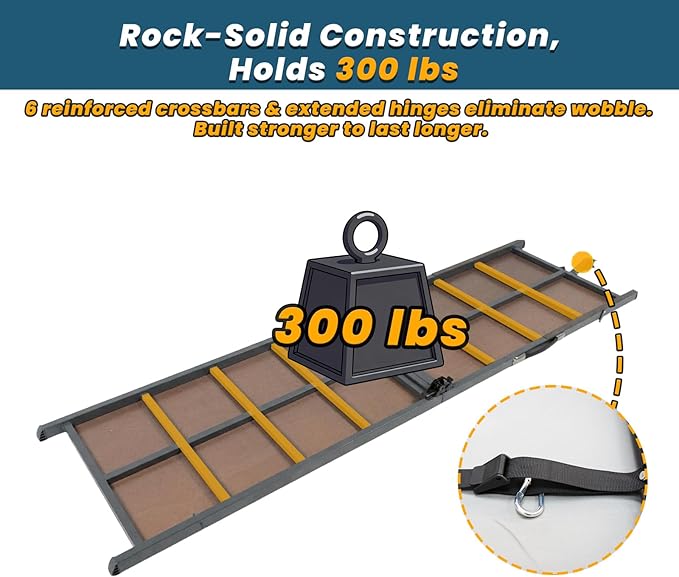 75” Dog Ramp for Car, Extra Long & Wide Pet Ramp for Large Dogs up to 300LBS, Heavy Duty Folding Dog Car Ramp for SUV/Truck/RV with Soft EVA Mat & Auto Lock, Portable Dog Ramp for SUV, Gray