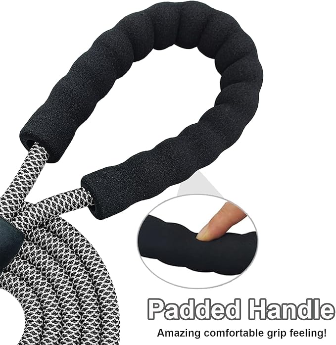 MayPaw 6ft Heavy Duty Rope Dog Leash, Soft Padded Handle Nylon Pet Leash, Thick Walking Lead Leashes for Large Medium Dogs (Black White, 1/2" * 6')