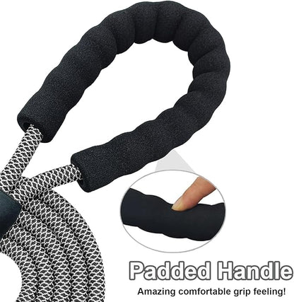 MayPaw 6ft Heavy Duty Rope Dog Leash, Soft Padded Handle Nylon Pet Leash, Thick Walking Lead Leashes for Large Medium Dogs (Black White, 1/2" * 6')