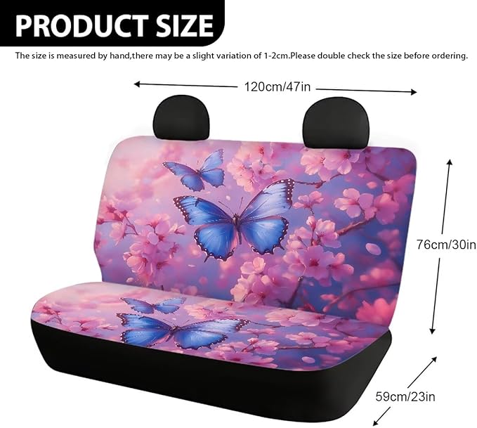 AFPANQZ Blue Butterfly Back Seat Cover Non-Slip Interior Protective Cover Non Slip Car Rear Seats Dog Seat Covers Durable Scratch-Proof Protector for Pet Fur and Mud