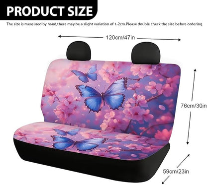 AFPANQZ Blue Butterfly Back Seat Cover Non-Slip Interior Protective Cover Non Slip Car Rear Seats Dog Seat Covers Durable Scratch-Proof Protector for Pet Fur and Mud