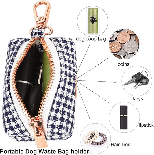 ARING PET Dog Waste Bag Dispenser, Cotton Doggy Poop Bags Holders Attach to Any Leashes, Portable Washable flamingo Pet Waste Pouch Dispenser with Metal Zipper