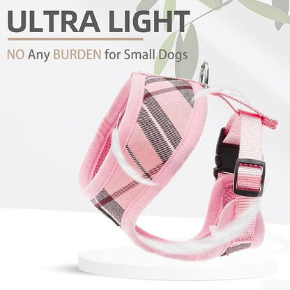 PUPTECK Soft Mesh Dog Harness and Leash Set Pet Puppy Cat Comfort Padded Vest No Pull Harnesses, Light Pink, XL