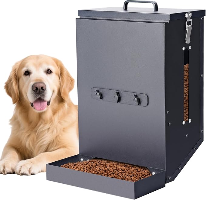 Dog Feeder Hanging Crate Automatic Food Dispenser 17Lbs Hanging Pet Cage Feeder for Large Breed,Rabbit,Chicken,Puppy,Ferret,Chinchilla,Ferret