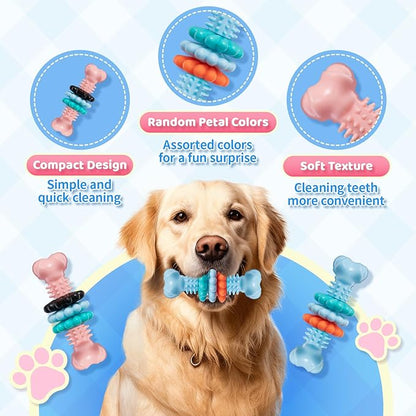 Puppy Chew Toy, 2 Pack Puppy Teething Toys Indestructible Chew Toys for Teething Tough Chew Toy Dog Teeth Cleaning Aid Cute Soft Durable Rubber Toy for Small Medium Dogs to Keep Them Busy