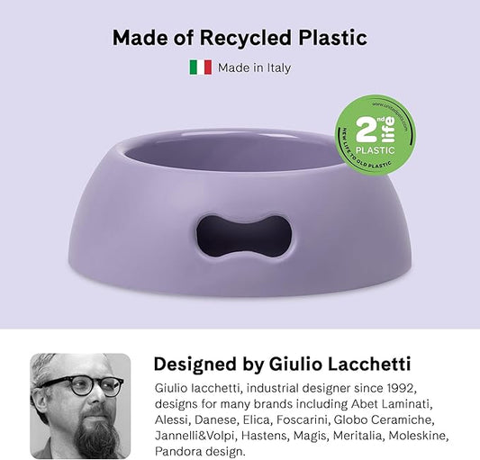 United Pets Pappy Dog Bowl for Dogs and Cats | BPA Free Premium Water and Food Pet Bowls Feeder for Medium Size Pets | Eco Friendly & Pet Safe Food Grade Materials | Made in Italy | Purple -36 Oz