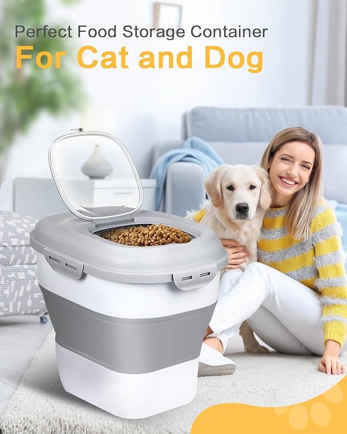 ANVS Dog Food Storage Container - Collapsible Dog Food Container with Airtight Lids, Scoop and 2.5L Small Pet Food Storage Container Dry Food For Dog, Cat and Other Pet Food