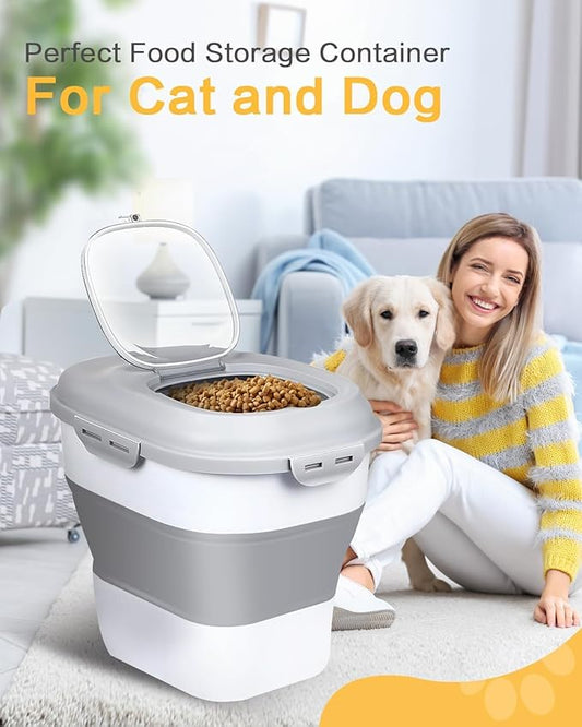 ANVS Dog Food Storage Container - Collapsible Dog Food Container with Airtight Lids, Scoop and 2.5L Small Pet Food Storage Container Dry Food For Dog, Cat and Other Pet Food