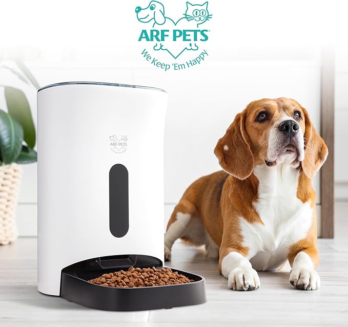 Arf Pets Automatic Pet Feeder Food Dispenser for Dogs, Cats & Small Animals – Features Distribution Alarms, Portion Control & Voice Recording – Timer Programmable Up to 4 Meals a Day