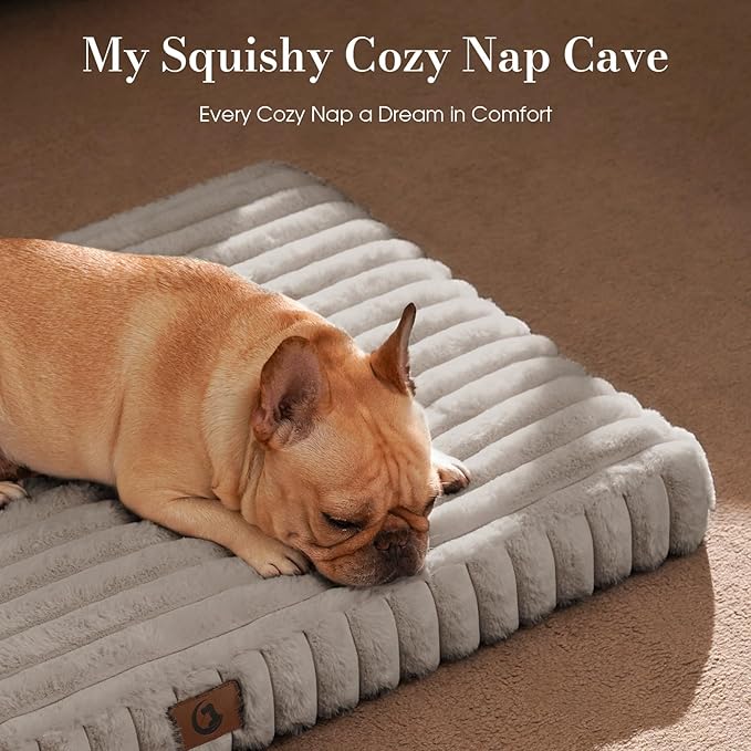 Orthopedic Dog Bed Medium Size Dog, Pet Beds with Waterproof Lining, Soft Short Plush Surface & Egg Crate Foam, Machine Washable Pet Mat with Removable Cover & Anti Slip Bottom