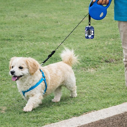 Petmolico Dog Poop Bag Holder Leash Attachment, Dog Waste Bag Dispenser Zippered Pouch, Fits Any Dog Leash, Includes Free Roll of Dog Bags, Poop Bag Dispenser - 2 Packs, Mixed Blue & White