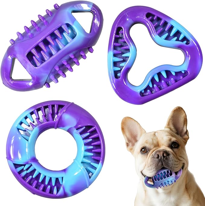 3 Pack Puppy Teething Toys, Rubber Puppy Chew Toys, Extended Playtime & Clean Pet Teeth, Stuffable Puppy Toys, Three Shapes of Small Puppy Toys, for Puppies and Small Adult Dogs - Up to 25 lbs
