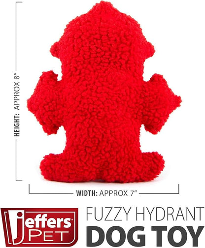 Jeffers Pet Fire Hydrant Plush Dog Toy, 8” - Soft Fuzzy Squeaker Toy for Interactive Play, Lightweight Plush for Small & Medium Dogs, Cute Holiday, Durable Red Fabric for Indoor Play