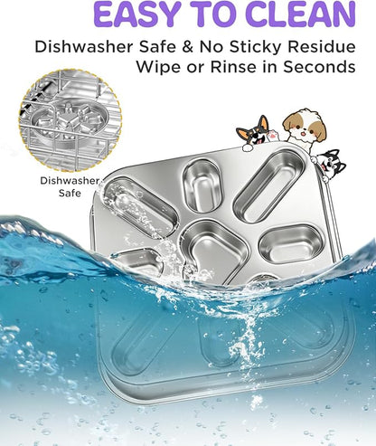 Slow Feeder Dog Bowls with Non-Slip Mat, Stainless Steel Metal Slow Feeder for Small & Medium Dogs, 2.5 Cups Pet Bowl for Fast Eaters, Slows Down Eating, Dishwasher Safe, Anti-Gulping Dog Bowl