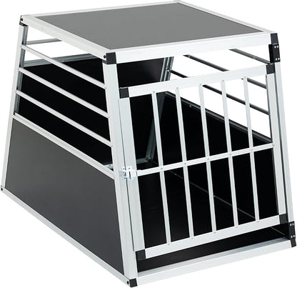 Aluminum Dog Crate 36x26x27 Inch, Pet Carrier Travel Box for Dogs Cats, Black & Silver Aluminum Transport Kennel