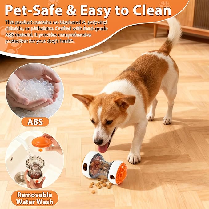 Dog Puzzle Toy - Adjustable Treat Dispensing Ball Food Dispenser Slow Feeder, Puppy Enrichment Training Toy, Pet Interactive Chase Toy for Small Medium Dogs to Keep Them Busy and Relieve Boredom