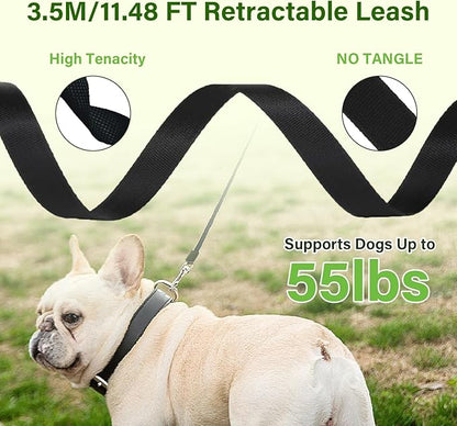 Retractable Dog Leash, 11.5 FT Retractable Leash for Dogs 0-55 lbs, One-Handed Lock, 360°Tangle-Free Strong Reflective Nylon Tape, Perfect for Medium Large Dogs, Green