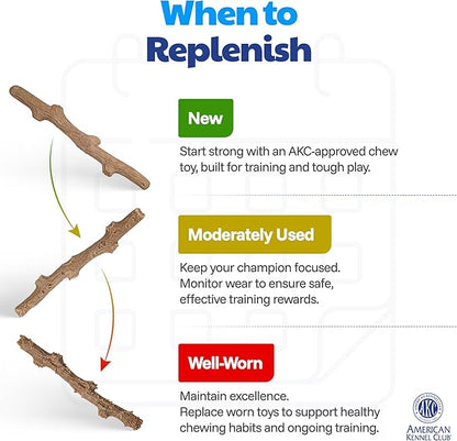 American Kennel Club Training Dog Chew Toy, TPR Wood Stick Dog Toy, Durable Dog Toy for Moderate Chewers, Maplewood Scented for Long-Lasting Engagement, Supports Dental Health
