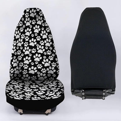 Universal Bucket Seats Cover Protector, 2 PCS Cute White Dog Paw Print Waterproof Durable Auto Interior Accessory for Car Truck SUV