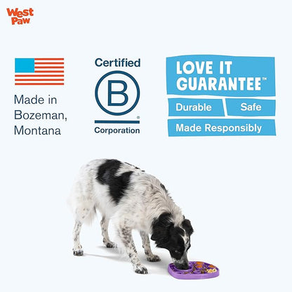 West Paw Seaflex Waves Feast Mat – All-in-One, Slow Feeder, Lick Mat – Encourages Foraging & Food Exploration - Engages Picky Eaters & Slow Feeding - Versatile – Easy to Clean, Non-Toxic - Bubblegum
