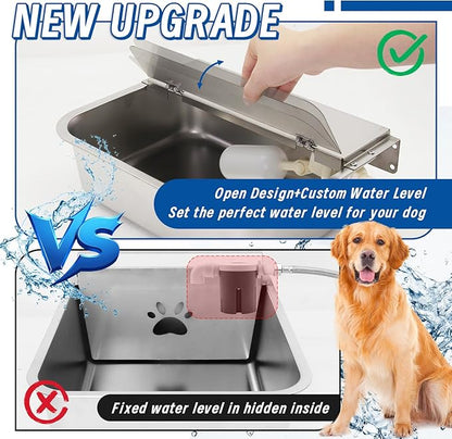 Automatic Dog Water Dispenser,Stainless Steel Water Bowl for Outdoor,Large Animal Drinking Water Bowl with Auto Self Filling for Livestock.(2.5Gallon)