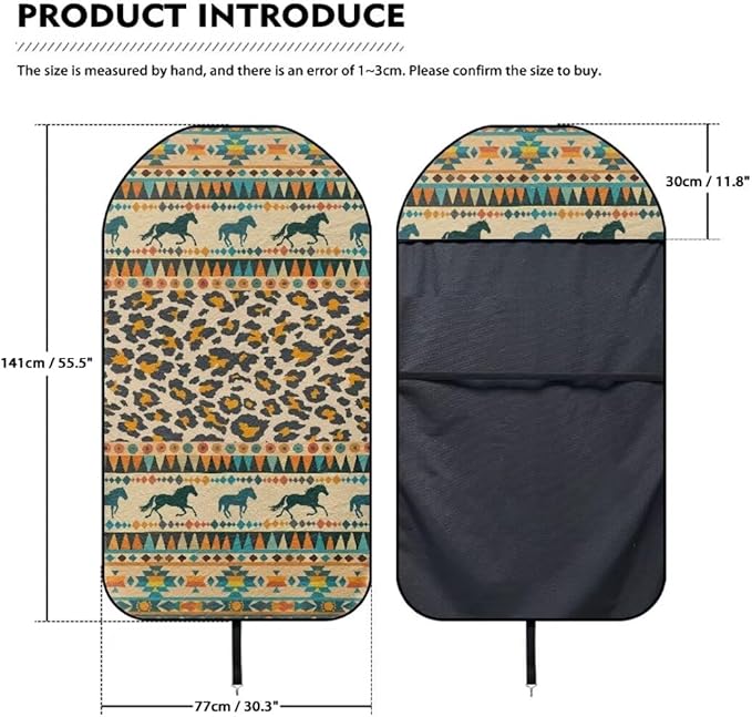 Coldinair Tribal Horse Towel Beach Car Seat Cover Non-Slip Bucket Front Seats Protector,Universal Fit Waterproof and Stain Resistant for Cars,SUVs,Trucks,Leopard Print