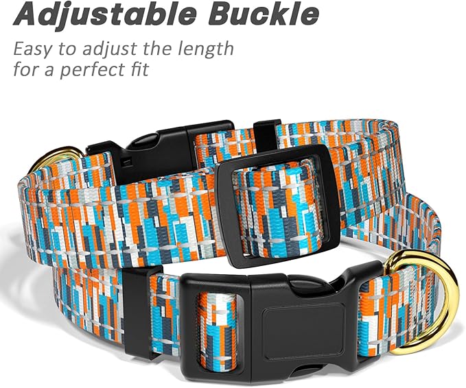Reflective Dog Collar for Extra Small Dogs, Cute Boho Adjustable Heavy-Duty Nylon Puppy Collar for Boy and Girl Female, Soft Pet Accessories with Quick Release Buckle, Colorful Spliced