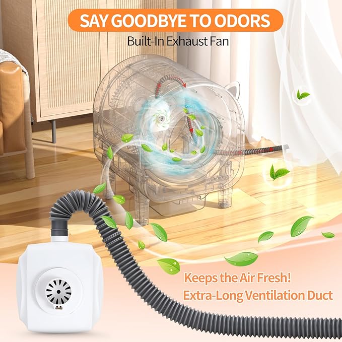 68 L Self Cleaning Litter Box, Automatic Cat Litter Box for Multiple Cats, Robot with Dual Safety Protection, APP Control, Odor Removal Smart Litter Boxes, 2 Roll Trash Bags