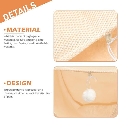 Kichvoe Breathable Mesh Cat Hammock Hanging Bed for Cats and Kittens, Summer Pet Cage Sleeping Nest with Machine-Washable Fabric, Beige S Size Indoor Pet Bed