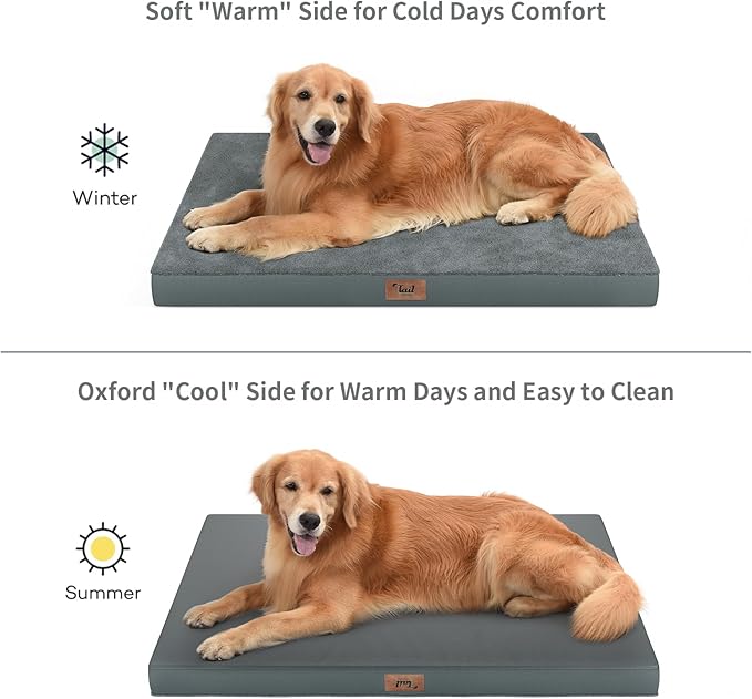 Plush Orthopedic Dog Bed for Medium Dogs & Puppies, Waterproof Dog Beds 29x18 Inch with Removable Washable Cover, Egg Crate Foam Flat Pet Mat, Gray