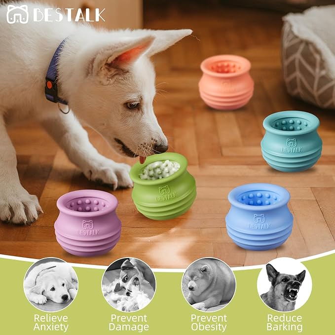 Dog Enrichment Treat Toy, Long-Lasting Wobbly Interactive Freeze Lick Toys for Dogs, Stuffable Puzzle Feeder Toy for Boredom, Silicone Treat Dispensing Chew Toy (Green,S)