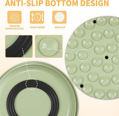 2-in-1 Metal Slow Feeder Dog Bowl, Bestalk Stainless Steel Dog Bowls with Silicone Slow Feeder Insert, Food Grade 304 Water Food Bowl with Anti-Slip Base for Small, Medium, Large Dogs